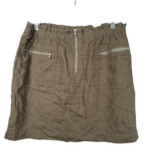Lou Grey Skirt Women's Size XS Green Mini Zipper Pockets 100% Linen